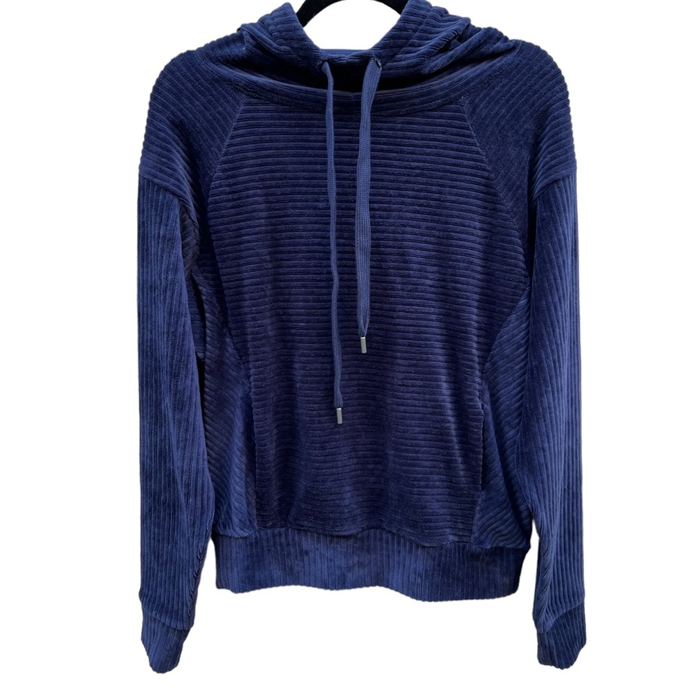 Zella Plush Corduroy Hoodie in Navy Peacoat NWT Size XS - Picture 3 of 12